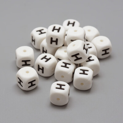 

Food Grade Environmental Silicone Beads Chewing Beads For Teethers DIY Nursing Necklaces Making Letter Style Cube LetterH 1