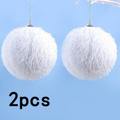 

2Pc Christmas Ball Plush Hanging New Year Ornaments Christmas Tree Hanging Decor