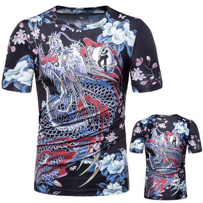 

Toponeto Mens Summer Casual Fashion Printing O-Neck Short Sleeve T-shirt Top Blouse