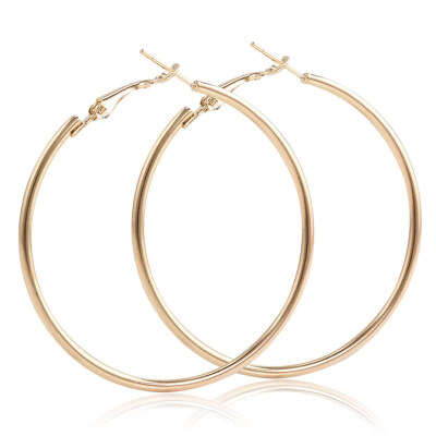 

EK2111 Big Circle Smooth 4cm 6cm 8cm Women Gold Silver Hyperbole Ear Metal Large Hoop Earrings Brand New High Quality Aros