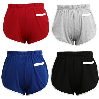 

Fashion Women Sports Shorts Contrast Fake Pockets Elastic Waist Running Workout Active Casual Shorts