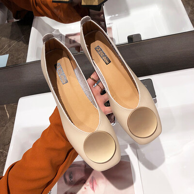 

Retro womens shoes spring square buckle low documentary shoes Korean version of Joker shallow soft bottom grandma shoes women