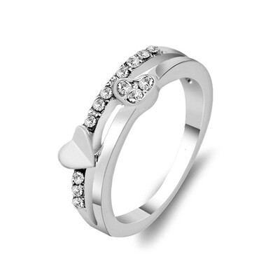 

Womens Heart Shape Diamond Copper Ring Simple Style Rings Fashion Jewelry