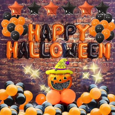 

Halloween decoration Halloween balloon aluminum balloon bar party horror scene decoration a Halloween dress balloon set black orange
