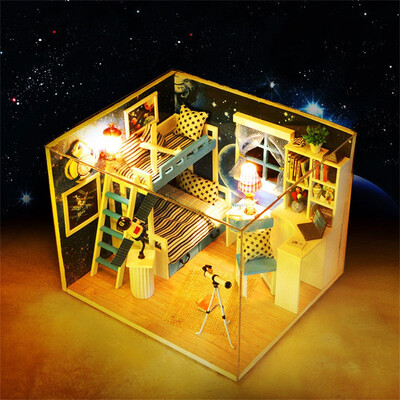 

Gotoamei DIY Christmas House Assemble Miniature Dollhouse LED Furniture Kit Xmas Gift