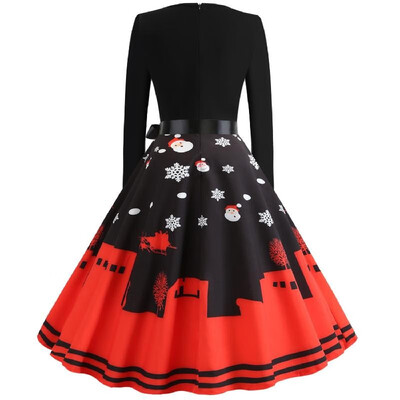 W2182 Cross-border Christmas retro large size womens autumn&winter round neck long-sleeved black spell print large swing dres
W2182 Cross-border Christmas retro large size womens autumn&winter round neck long-sleeved black spell print large swing dres