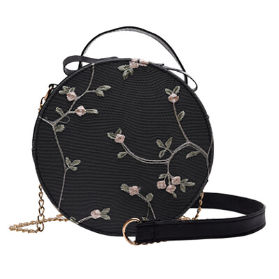 

Women Retro Floral Round Bag PU Leather Messenger Shoulder Bags Ladies Circular Crossbody Bags Female Handbag Bolsas YJ
