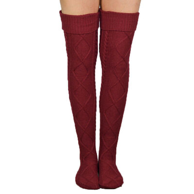 

Womens Lace Trim Thigh High OVER the KNEE Socks Long Cotton Knit Warm Stockings