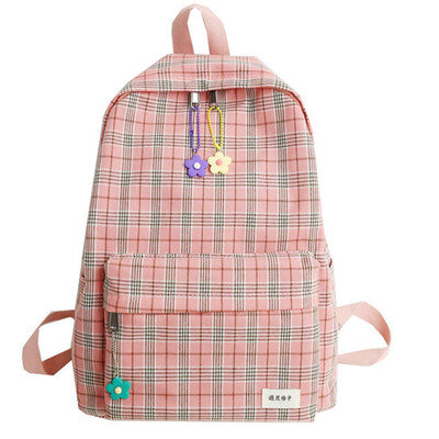 

Summer little fresh Japanese girls backpack female students backpack female Korean high school plaid canvas bag