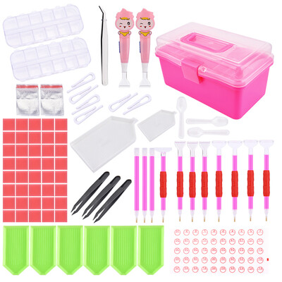 

117Pcs Fashion 5D LED Diamond Painting Pen Cross Stitch Tools Kit Glue Stickers DIY Tools