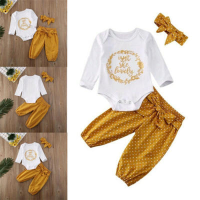 

3pcs Newborn Infant Baby Girl Outfits Clothes Romper Bodysuit Pants Leggings Set