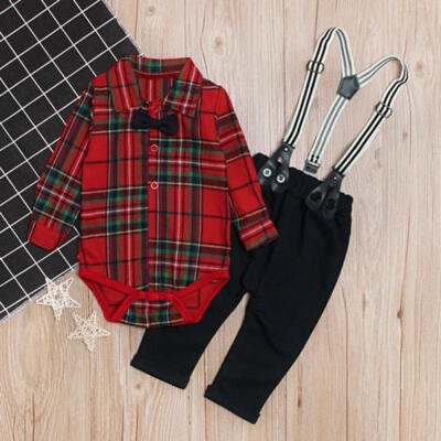 

2PCS Newborn Kids Baby Boys T-shirt TopsBib Pants Overalls Clothes Outfits Sets