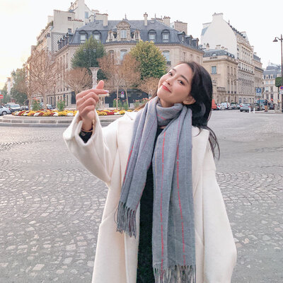 

New Korean version of the wild pure color pockmark plain scarf shawl stripes imitation cashmere scarf thickening dual-use collar female