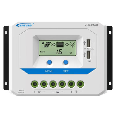 

ViewStar-AU Series 10-60A PWM Solar Charge Controller for 12V24V36V48V Solar Panel System LCD Display Negative Grounded Solar