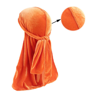 

Unisex Velvet Durag Beanie Hair Loss Long Tail Muslim Turban Hijab Cap Chemo Hats 12 Colors