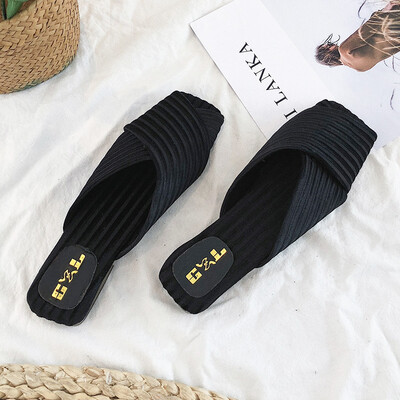 

Slippers women wear Korean version Baitachic fashion Baotou half-dragged flat-soled flat-heeled sandals in summer