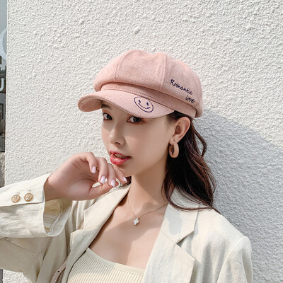 

Octagonal Hat Womens Net Red English Small Fragrant Hat New Autumn&Winter Japanese Vintage Joker ins Beret Women