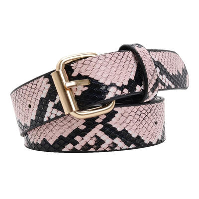

Snake Print Leather Square Waistband Pants Dress Waist Belts for Women