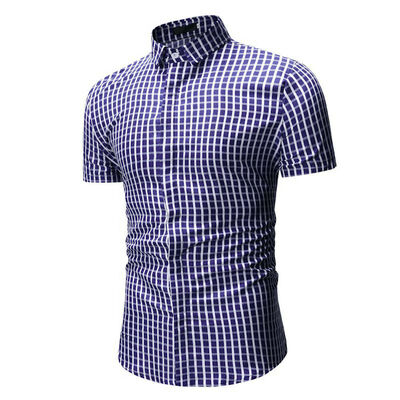 

Mens Check Plaid Casual Work Shirts Top T-shirt Short Sleeve Summer Casual Tops