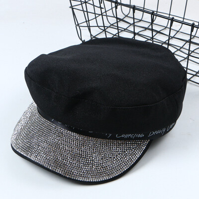 

Hat women in the spring&autumn Korean tide navy Hat Joker painter newsboy Hat Japanese octagonal Hat rhinestone letters berets