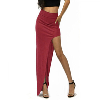 

Womens Side Split Stretch Long Pencil Skirt Solid Color High Waist Bodycon Dress