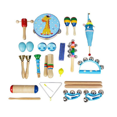 

Musical Toys Percussion Instruments Band Rhythm Kit for Kids Children Toddlers with Tambourine Wooden Guiro Handbells Maracas Smal