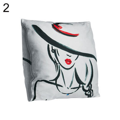

Double-sided Print Beauty Head Portrait Pillow Case Cushion Cover Sofa Car Decor