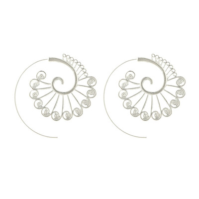 

Trendy Round Spiral Earrings Punk Exaggerated Hollow Whirlpool Gear Drop Earrings For Women Gold Sliver Ear
