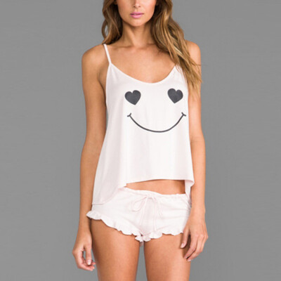 

WEIXINBUY sleepwear cotton blend shorts pants mixed set pajamas round neck sleeveless Latest 8 styles