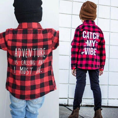

XMAS Toddler Long Sleeve Shirt Kids Baby Boy Girl Plaid Tops Autumn Winter Coat