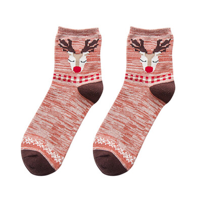 

Gobestart Women Men Socks Casual Work Christmas Elk Print Cotton Comfortable