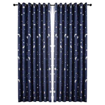 

Star Moon Print Bedroom Blackout Curtains Living Room Shading Window Blinds