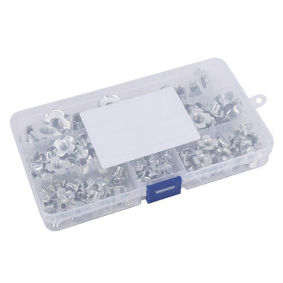 

Greensen 110pcs 1 Box T Nuts Rivet Nut M10\M8\M6 \M5\M4\M3 Four Claws Galvanized T-nut Set
