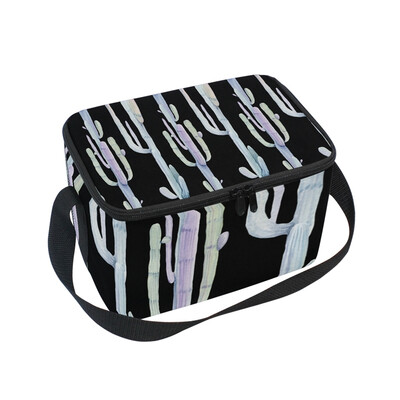 

ALAZA Insulated Lunch Box Pink Cacti Lunch Bag for Men Women Portable Tote Bag Cooler Bag