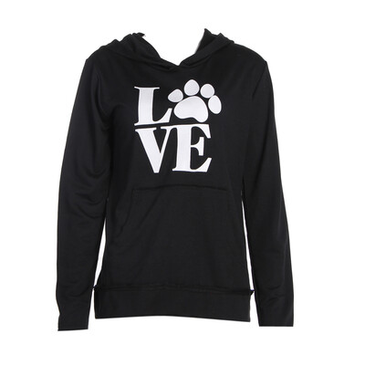 

Women Bear Claw Letter Print Long Sleeve Hooded Pullover Sweater