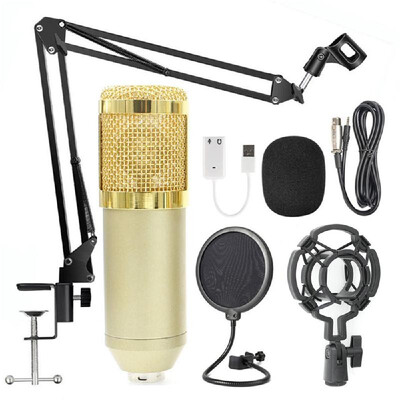 

BM800 Professional Suspension Microphone Kit Studio Live Stream Broadcasting Recording Condenser Microphone Set