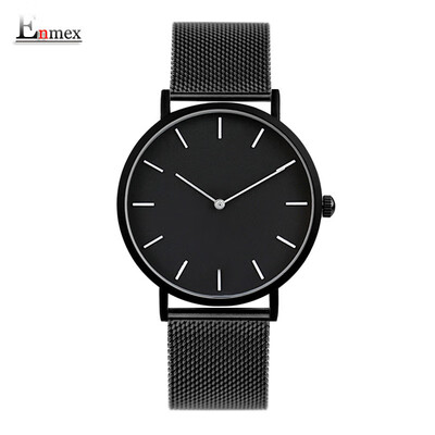 

Enmex two-needle light-and-thin steel-woven-quality wrist watch with simple&mysterious feeling during the translation of the
