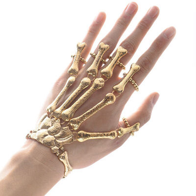 

Halloween Hand Bone Palm Skeleton Ghost Paw Bracelet With Fingers Bangle Accessories
