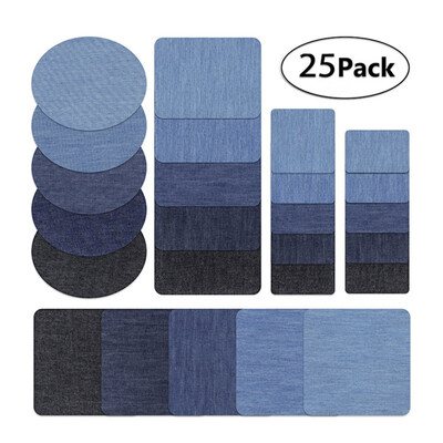

25PCS Denim Patches DIY Iron On Denim Elbow Patches Repair Pants For Jean Clothing&Jean Pants Apparel Sewing Fabric