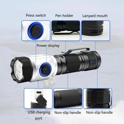 

Outdoor Hunting USB Rechargeable Flashlight Built-in Battery Waterproof LED