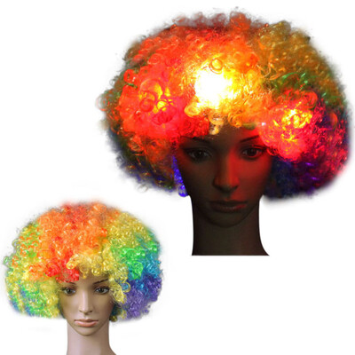 

〖Follure〗Party Disco LED Flash Clown Hair Football Fan-Adult Afro Masquerade Hair Wig