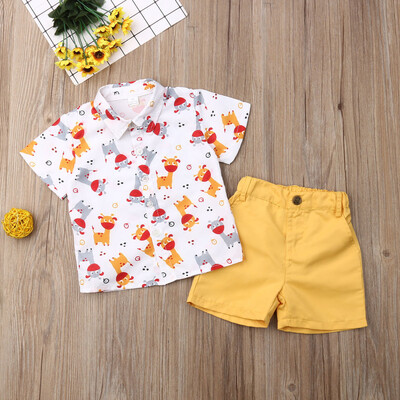 

Christmas Toddler Kids Baby Boy Clothes Xmas Deer Tops T-Shirt Shorts Outfits