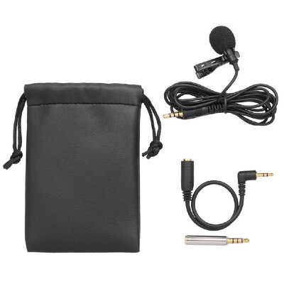 

35mm Mini Collar Microphone 15m Wires Clip Lapel Microphone High Sensitivity Mic with Storage Bag for Smart Phone Laptop PC