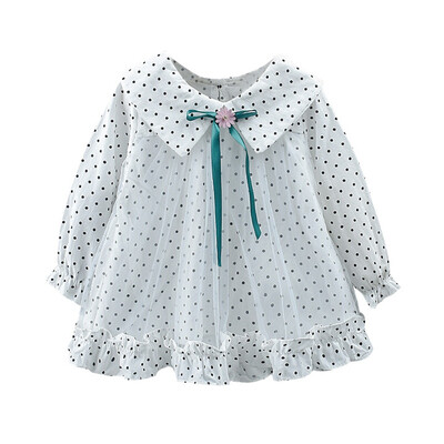

Cute Autumn Casual Baby Girls Polka Dot Print Long Sleeve Mesh Dress Kids Toddler Pageant Sundress