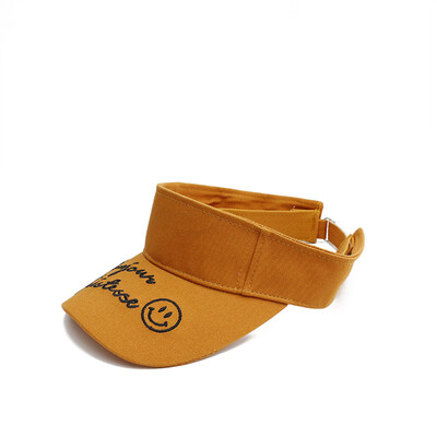 

Empty top hat customized womens new summer flat top hat in Korean style with letter embroidery smile face baseball cap