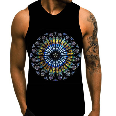 

Toponeto Mens Summer New Style 3D printed Vest Blouse Fashion Comfort Blouse Top