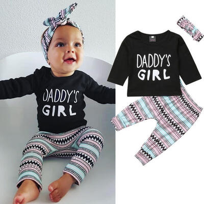 

3Pcs Newborn Infant Baby Daddy´s girl Romper BodysuitLeggings Pants Outfits Clothes Set