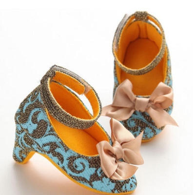 

Newborn Baby Girls Kid Unique Cute Bowknot High Heels Shoes Soft Sole Crib Shoes First Walkers