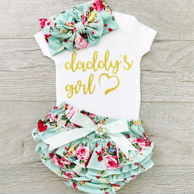

3pcs Newborn Infant Baby Girls Romper Jumpsuit Ruffle Shorts Dress Summer Outfits