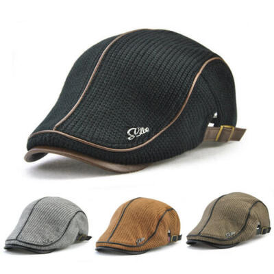 

Mens Solid Cotton Gatsby Cap Golf Driving Sun Flat Cabbie Beret Newsboy Ivy Hat